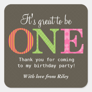 Patterned One Birthday Party Sticker