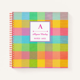 Patterned Pages – Colourful Check Personalised Spi Notebook