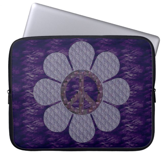 Patterned Peace Flower Laptop Sleeve (Front)