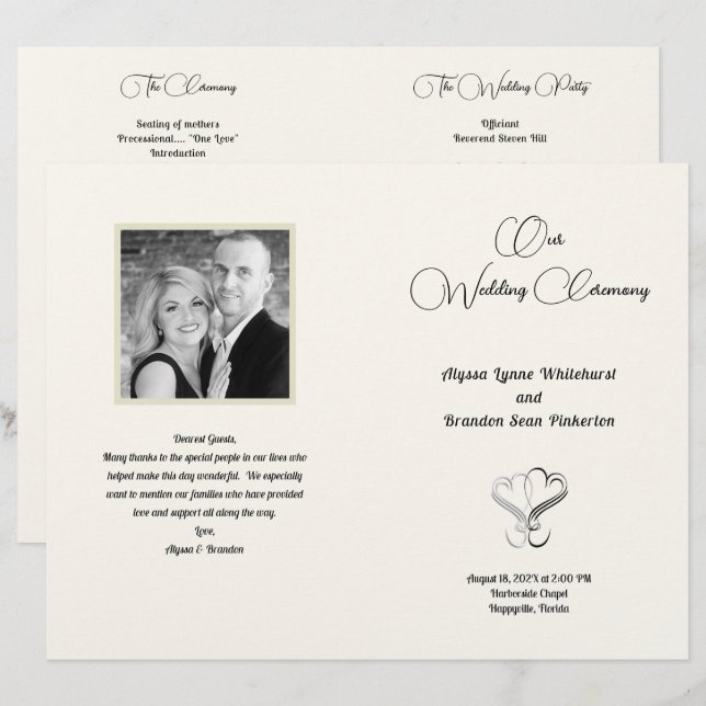 Patterned Photo Wedding Ceremony Folded Program (Front/Back)