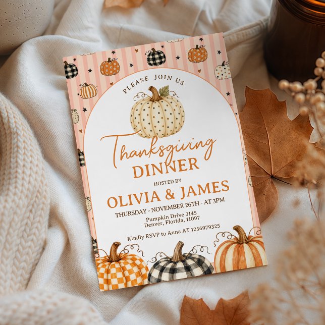 Patterned Pumpkin Thanksgiving Invitation (Creator Uploaded)