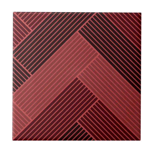 Patterned Red Burgundy Herringbone Tile (Front)