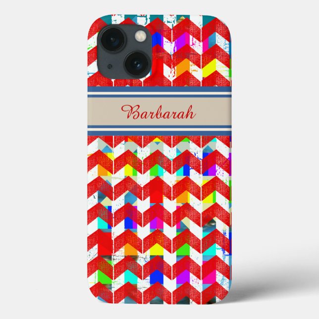 Patterned Red Chevron Personalized Case-Mate iPhone Case (Back)