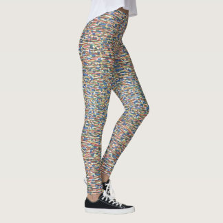 Patterned red, green, blue designer active-wear leggings
