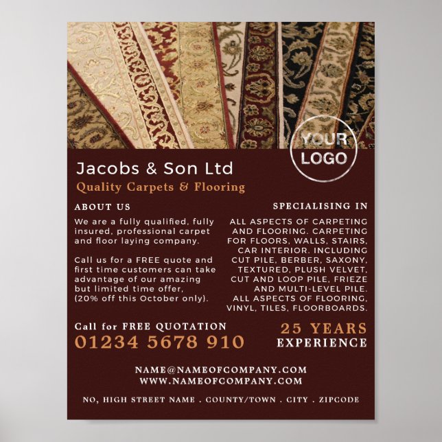 Patterned Rugs, Carpet Layer, Fitter Advertising Poster (Front)