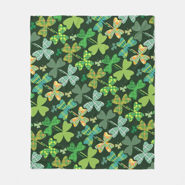 Patterned Shamrocks Fleece Blanket (Front)