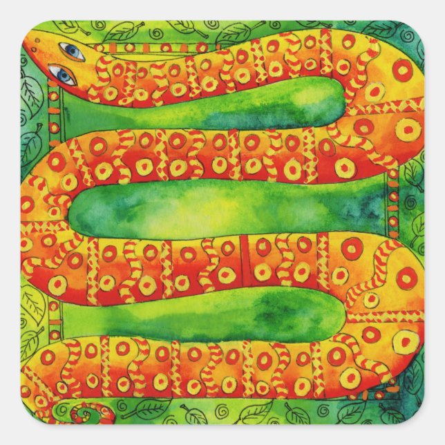 Patterned Snake Square Sticker (Front)