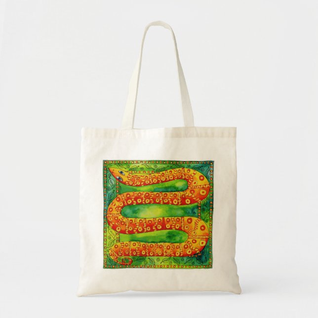 Patterned Snake Watercolour Illustration Tote Bag (Front)