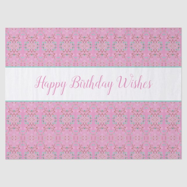 Patterned Tissue Paper With Happy Birthday Wishes (Front)