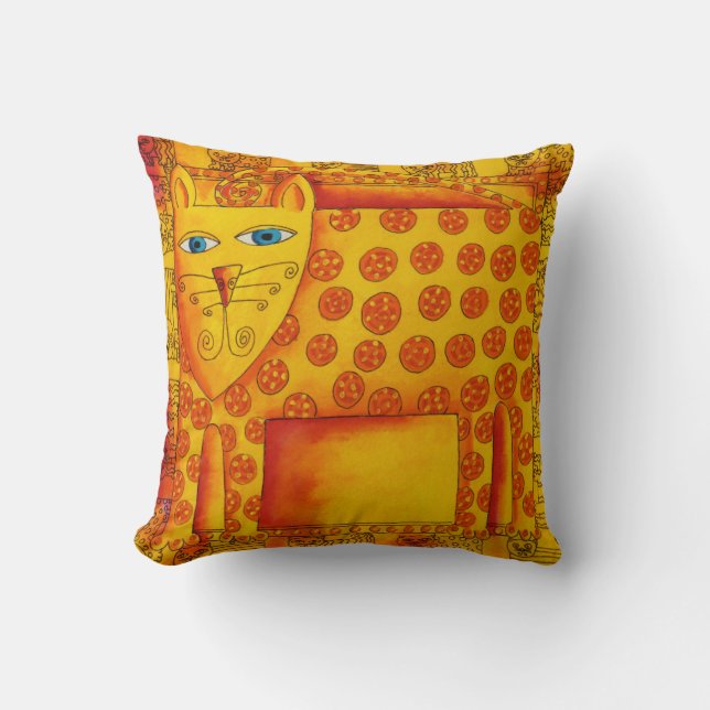 Patterned Watercolour Leopard Illustration Cushion (Front)