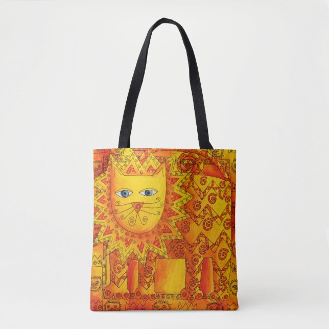 Patterned Watercolour Lion Tote Bag (Front)