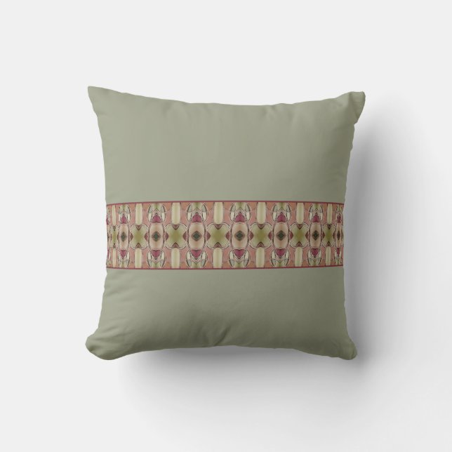 Patterned With Beige Gold And Green Cushion (Front)