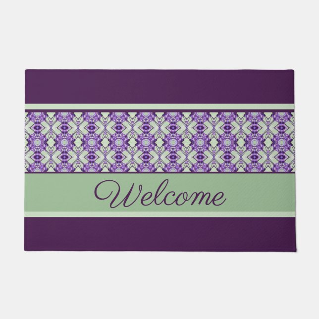 Patterned With Purples Welcome Doormat (Front)