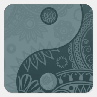 Patterned Yin Yang Slate Blue Square Sticker
