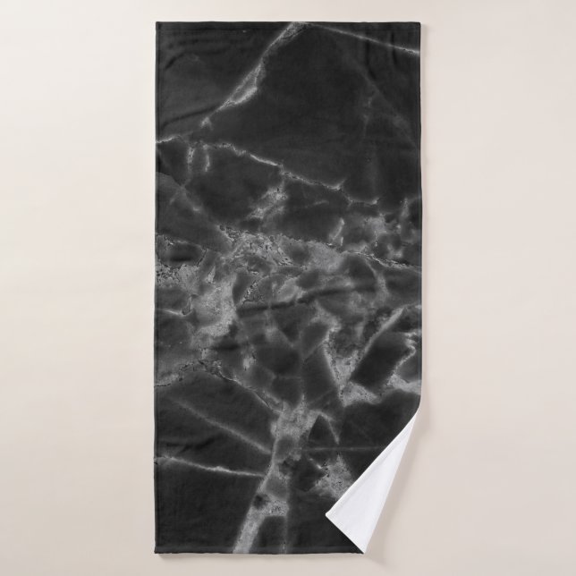 Patterns black marble surface that looks naturalab bath towel (Bath Towel)