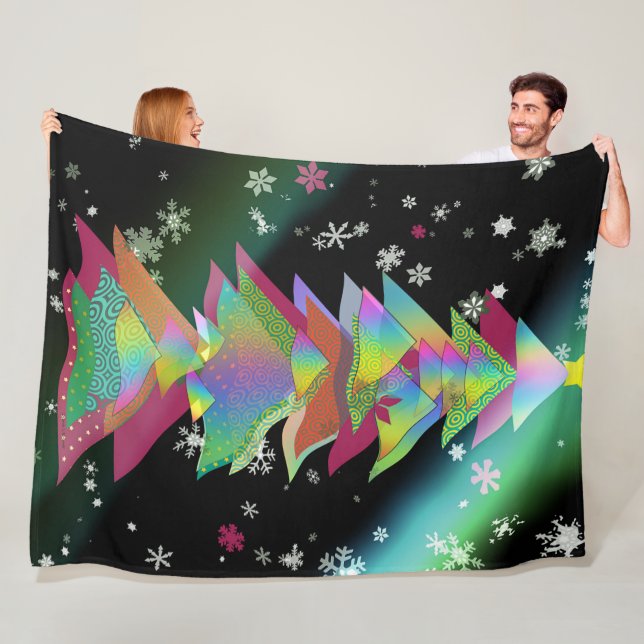 Patterns Christmas Tree Fleece Blanket (In Situ)