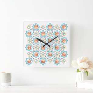 Patterns & Clipart Collection Seamless Decorativ Square Wall Clock