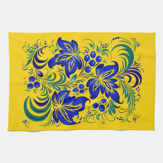 patterns in Ukrainian folk style Tea Towel (Horizontal)