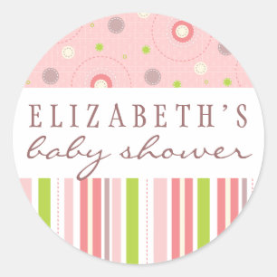 Patterns of Fun in Pink Baby Shower Favour Sticker