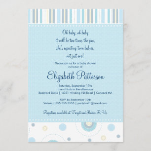 Patterns of Fun Twin Boy Baby Shower Invitation