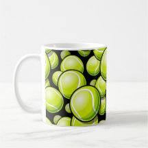 Patterns of tennis balls on a black background