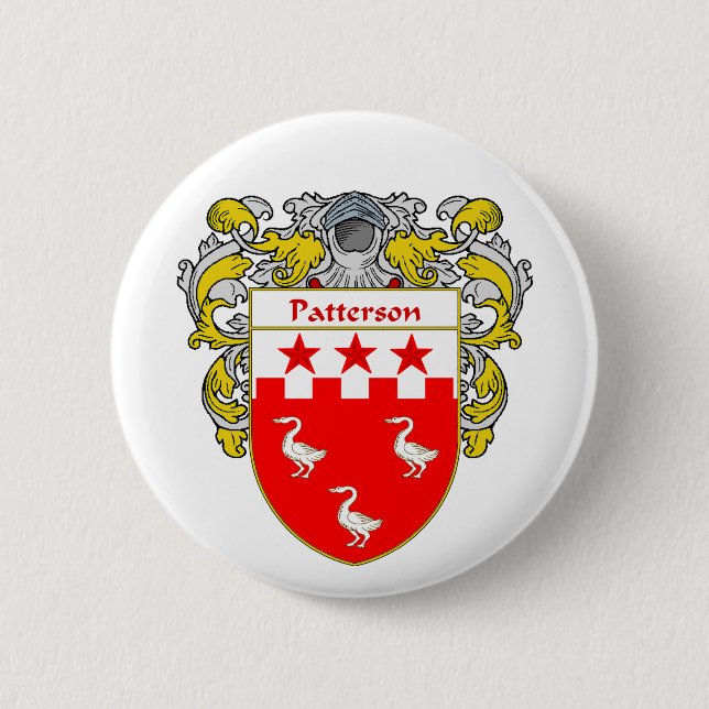 Patterson Coat of Arms (Mantled) 6 Cm Round Badge (Front)