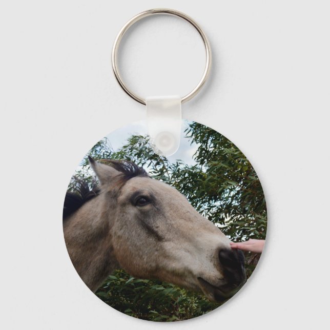 Patting A Gray Brown Horse, Key Ring (Front)