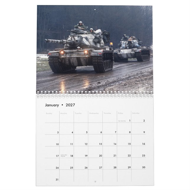 Patton Tank Calendar (Jan 2027)
