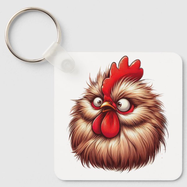 "Patty Silkie Chicken Face" Aluminum Keychain (Front)