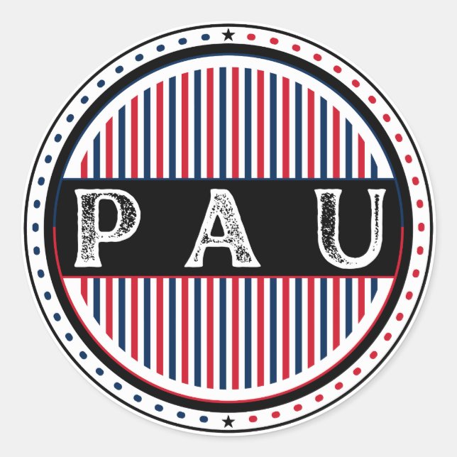 Pau City Pride Emblem – French Identity Classic Round Sticker (Front)