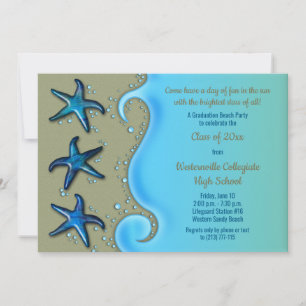Paua Shell Starfish Beach Graduation Invitation