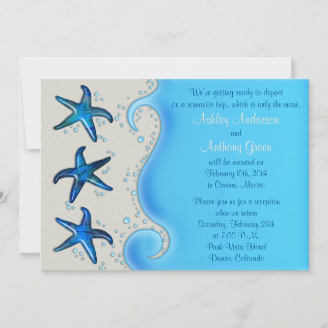 Paua Shell Starfish Post Wedding Reception Only 2 Invitation (Front)