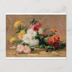 Paul Biva Vintage Flowers Postcard