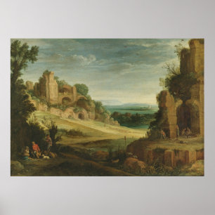 Paul Bril  Landscape with a hunting party Poster