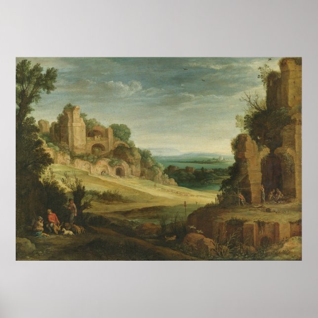 Paul Bril  Landscape with a hunting party Poster (Front)