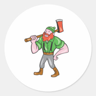 Paul Bunyan LumberJack Isolated Cartoon Classic Round Sticker