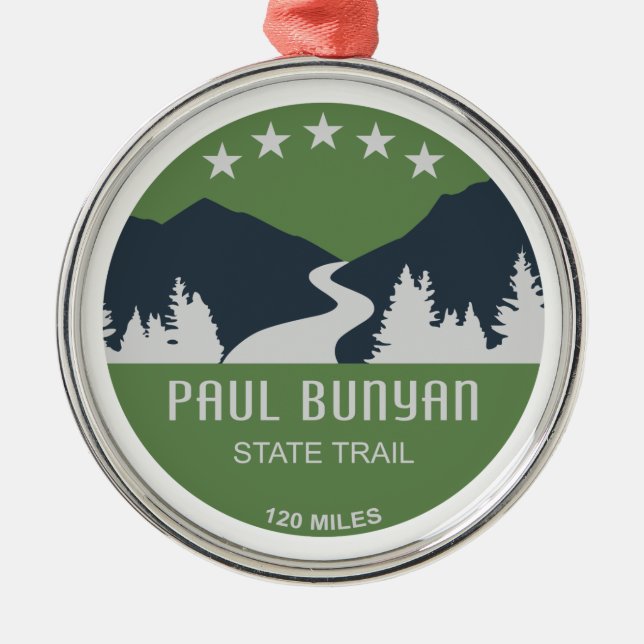 Paul Bunyan State Trail Metal Tree Decoration (Front)