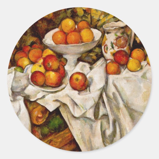 Paul Cezanne Apples Oranges Print Impressionism Classic Round Sticker (Front)