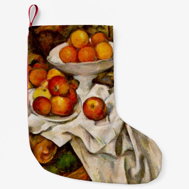 Paul Cezanne Apples Oranges Print Impressionism Small Christmas Stocking (Front)