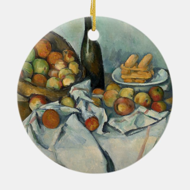 Paul Cezanne Basket of Apples Vintage Still Life Ceramic Tree Decoration (Back)