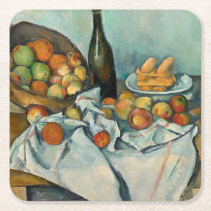 Paul Cezanne Basket of Apples Vintage Still Life Square Paper Coaster