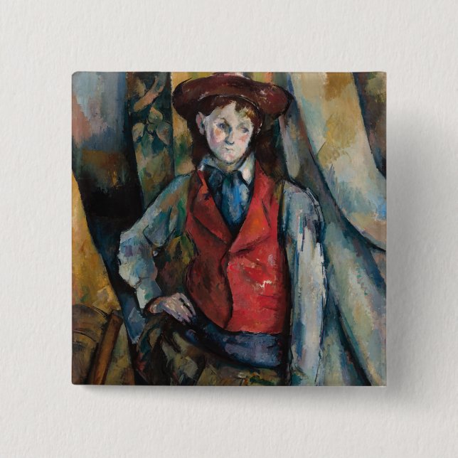 Paul Cezanne - Boy in the Red Vest 15 Cm Square Badge (Front)