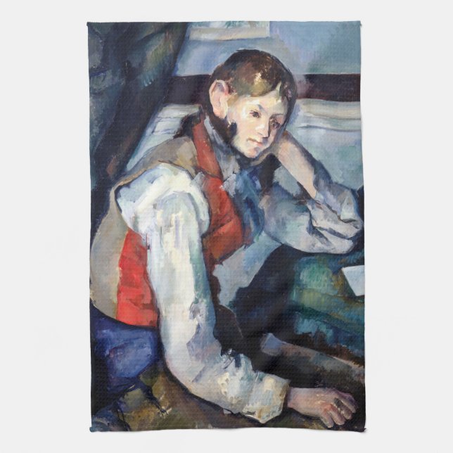 Paul Cezanne - Boy in the Red Vest Tea Towel (Vertical)