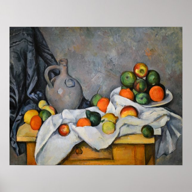 Paul Cezanne - Curtain, Jug and Fruit Bowl Poster (Front)