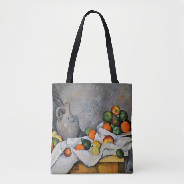 Paul Cezanne - Curtain, Jug and Fruit Bowl Tote Bag (Front)