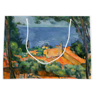 Paul Cezanne - Estaque with Red Roofs Large Gift Bag