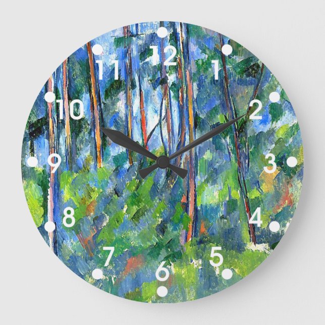 Paul Cezanne: In the Woods, painting by Cezanne Large Clock (Front)