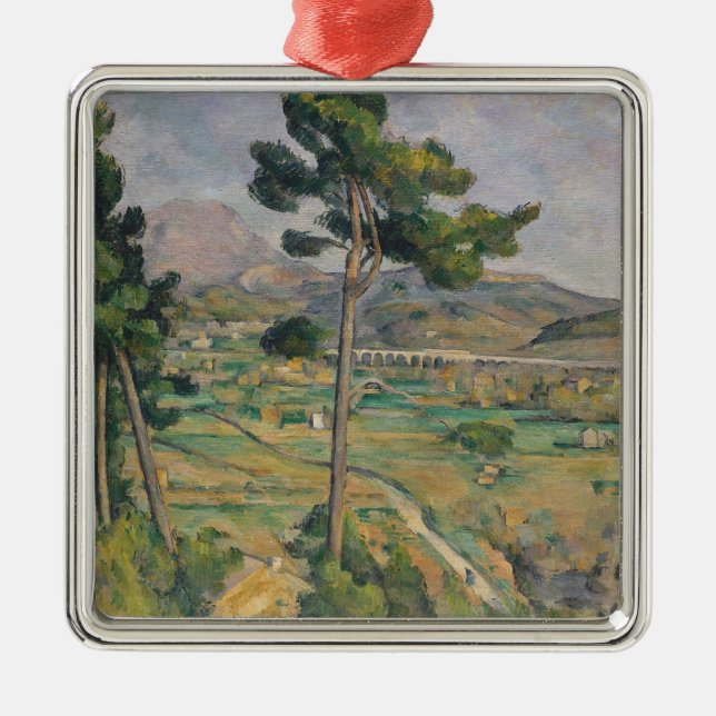 Paul Cezanne | Landscape with viaduct Metal Tree Decoration (Front)
