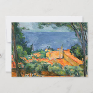 Paul Cezanne - L'Estaque with Red Roofs Invitation