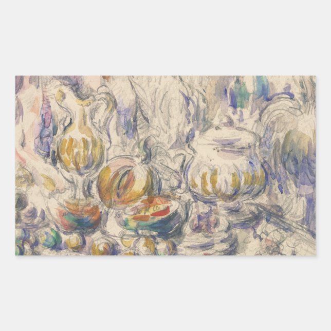 Paul Cezanne - Pot and Soup Tureen Rectangular Sticker (Front)